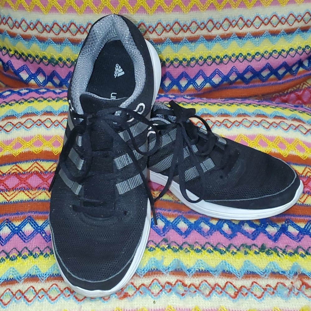 Adidas black running shoes